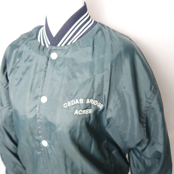 Vintage 80s West Wind dark green windbreaker varsity bomber jacket L - Picture 3 of 9